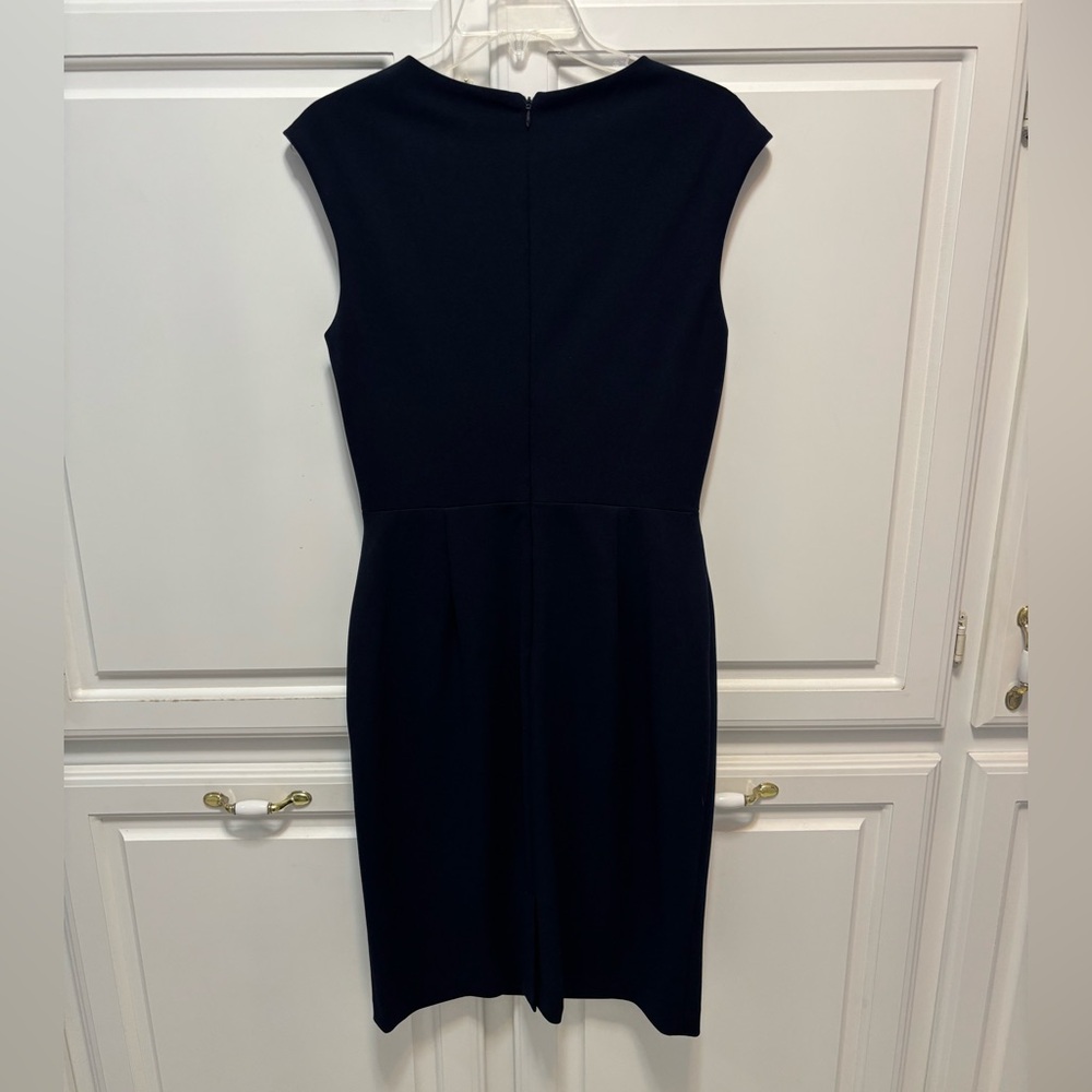 Bestey Johnson Solid Navy Blue Ruched Ponte Sheath Dress Women’s Size 8 - Picture 4 of 10